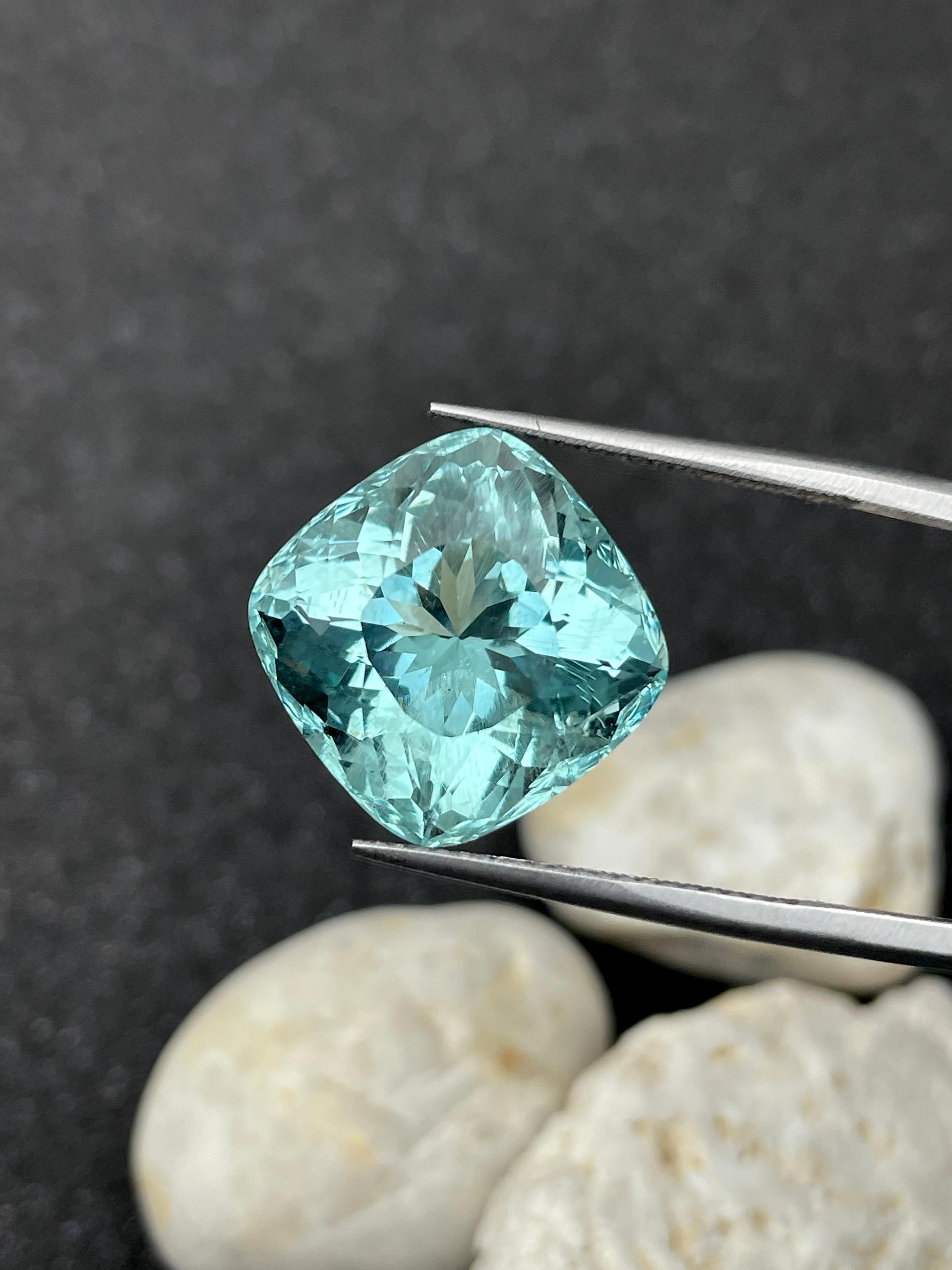 seafoam green aquamarine, 15.09ct cushion cut — view 5