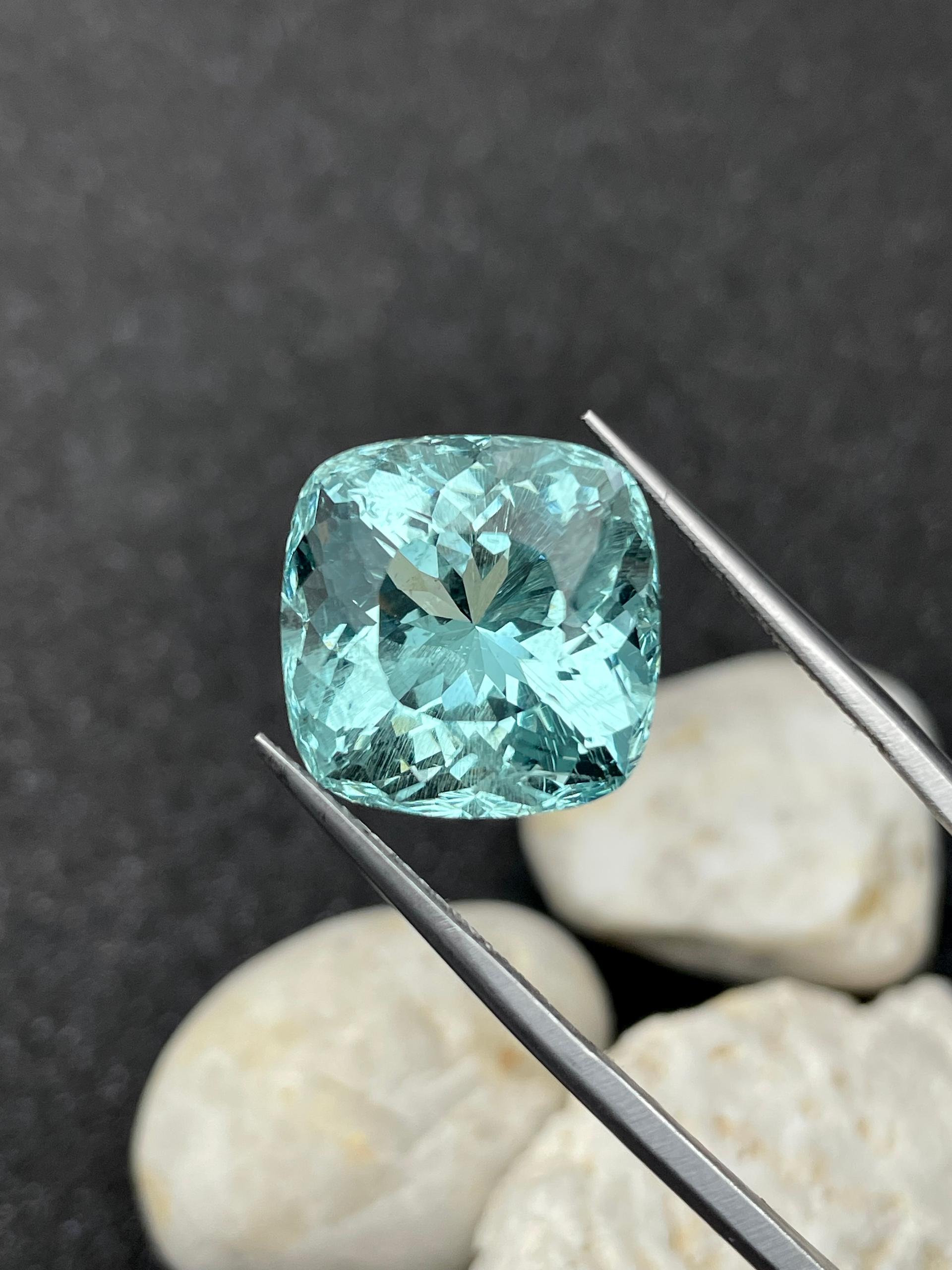 seafoam green aquamarine, 15.09ct cushion cut — view 6
