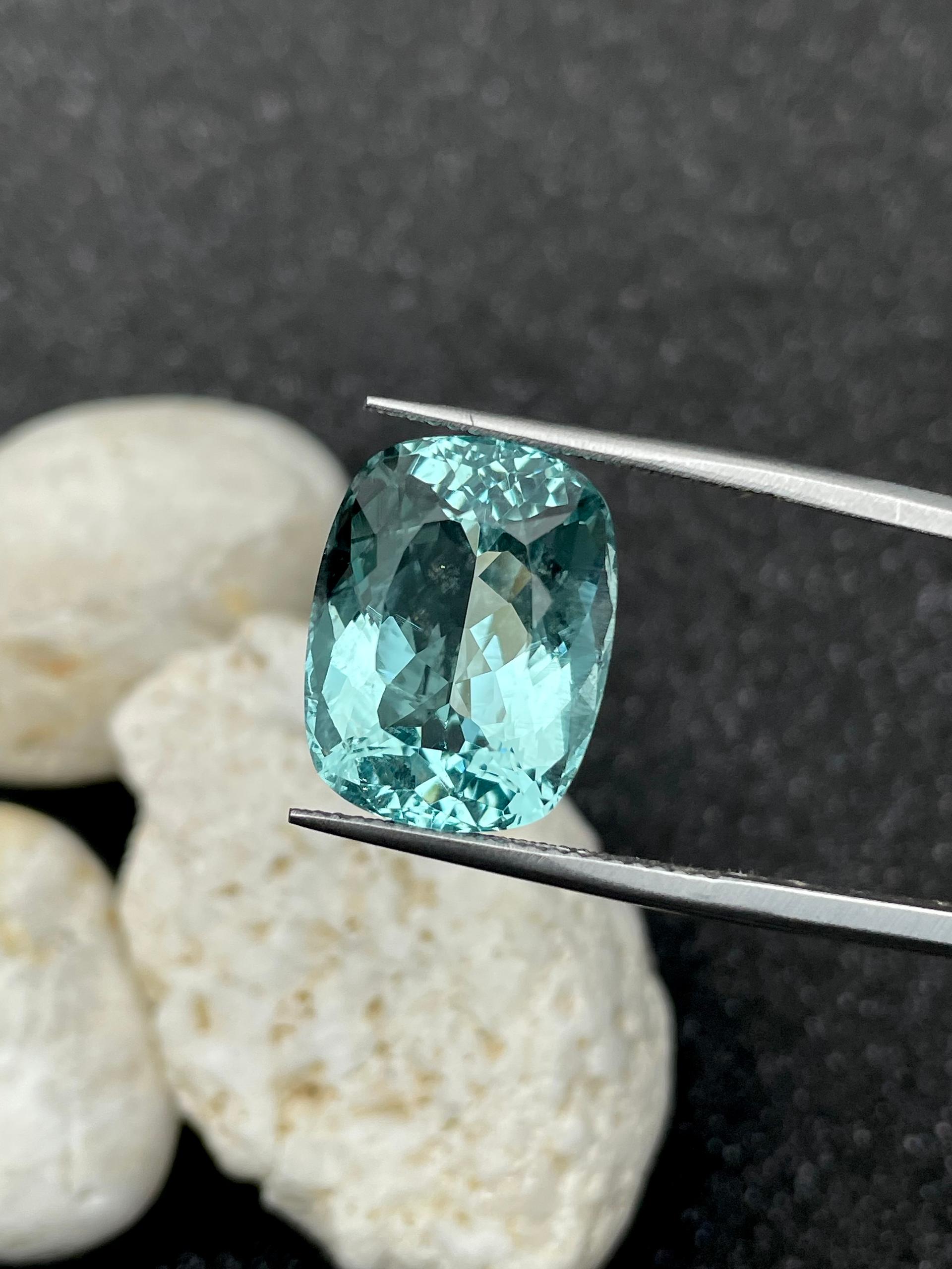 seafoam green aquamarine, 13.37ct cushion cut — view 5