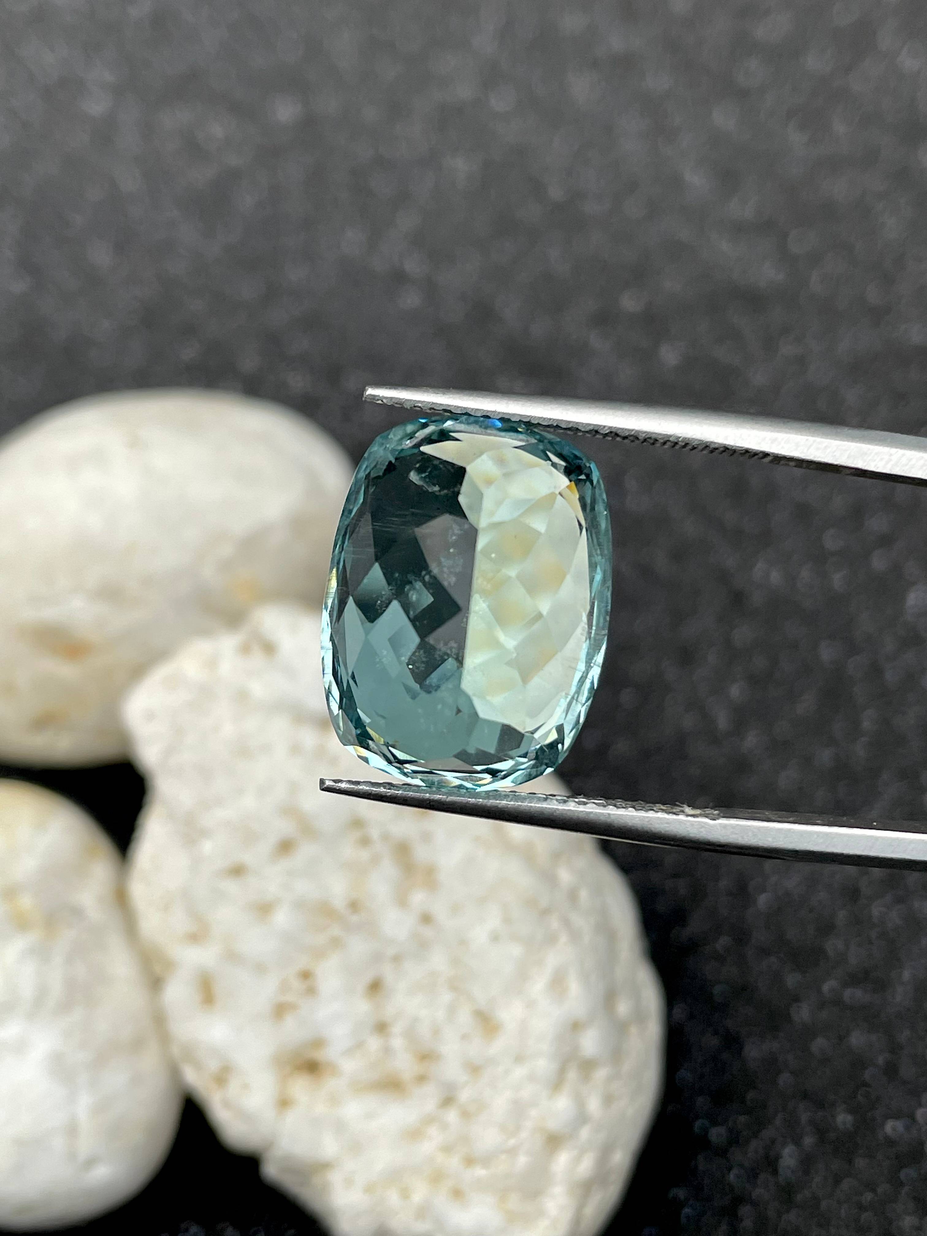 seafoam green aquamarine, 13.37ct cushion cut — view 6