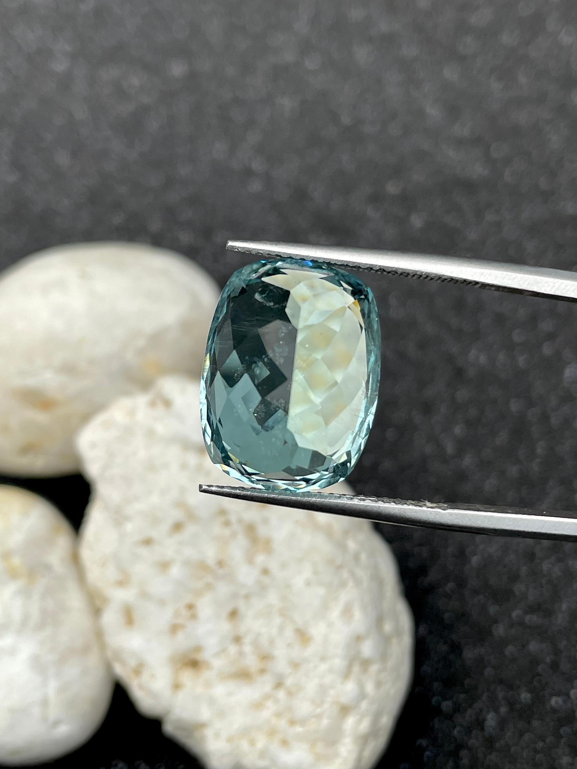 seafoam green aquamarine, 13.37ct cushion cut — view 6