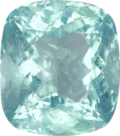 Cushion cut aquamarine, 17.97 by 16.01 mm, shown at actual size