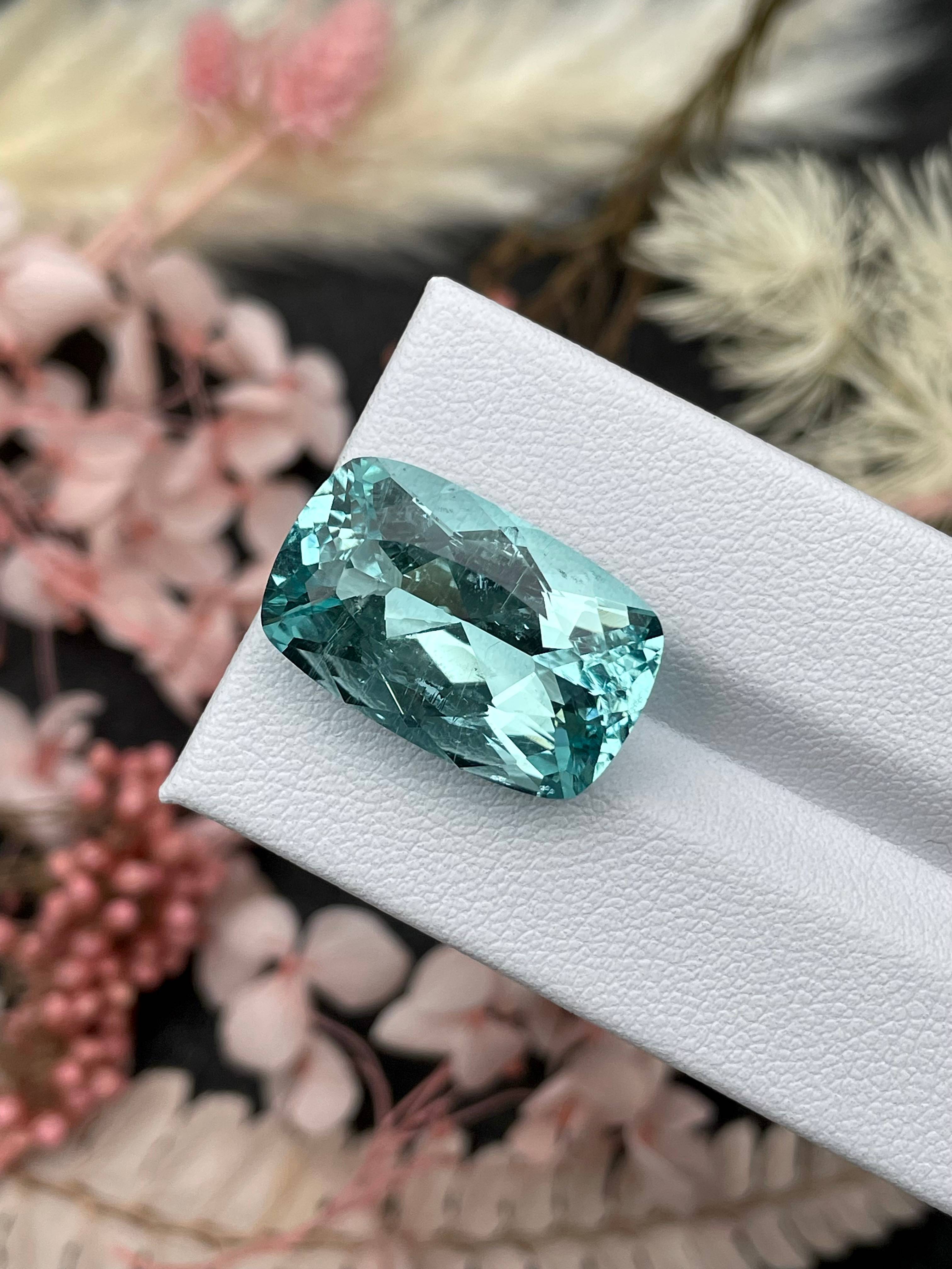 sky blue aquamarine, 16.21ct cushion cut — view 5