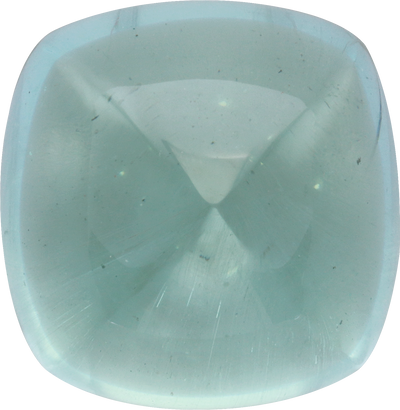 Cushion cut aquamarine, 15.61 by 15.91 mm, shown at actual size