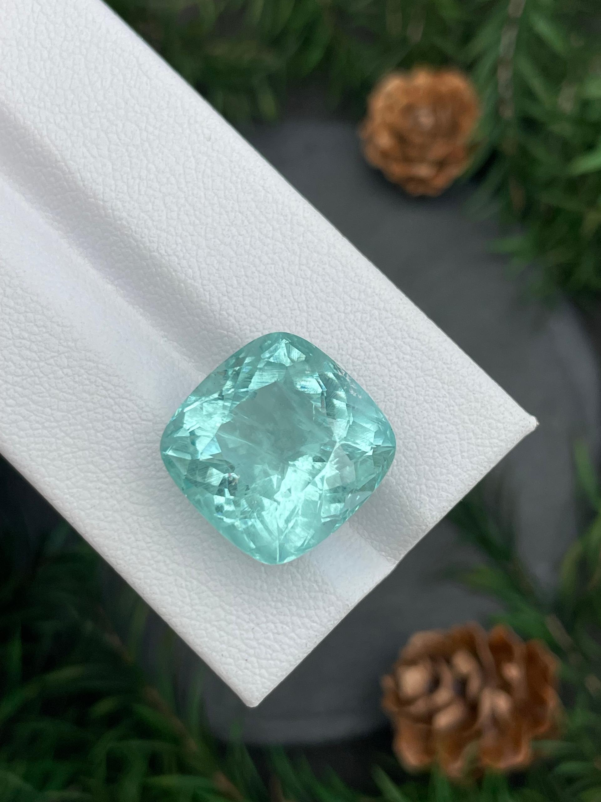seafoam green aquamarine, 17.03ct cushion cut — view 5