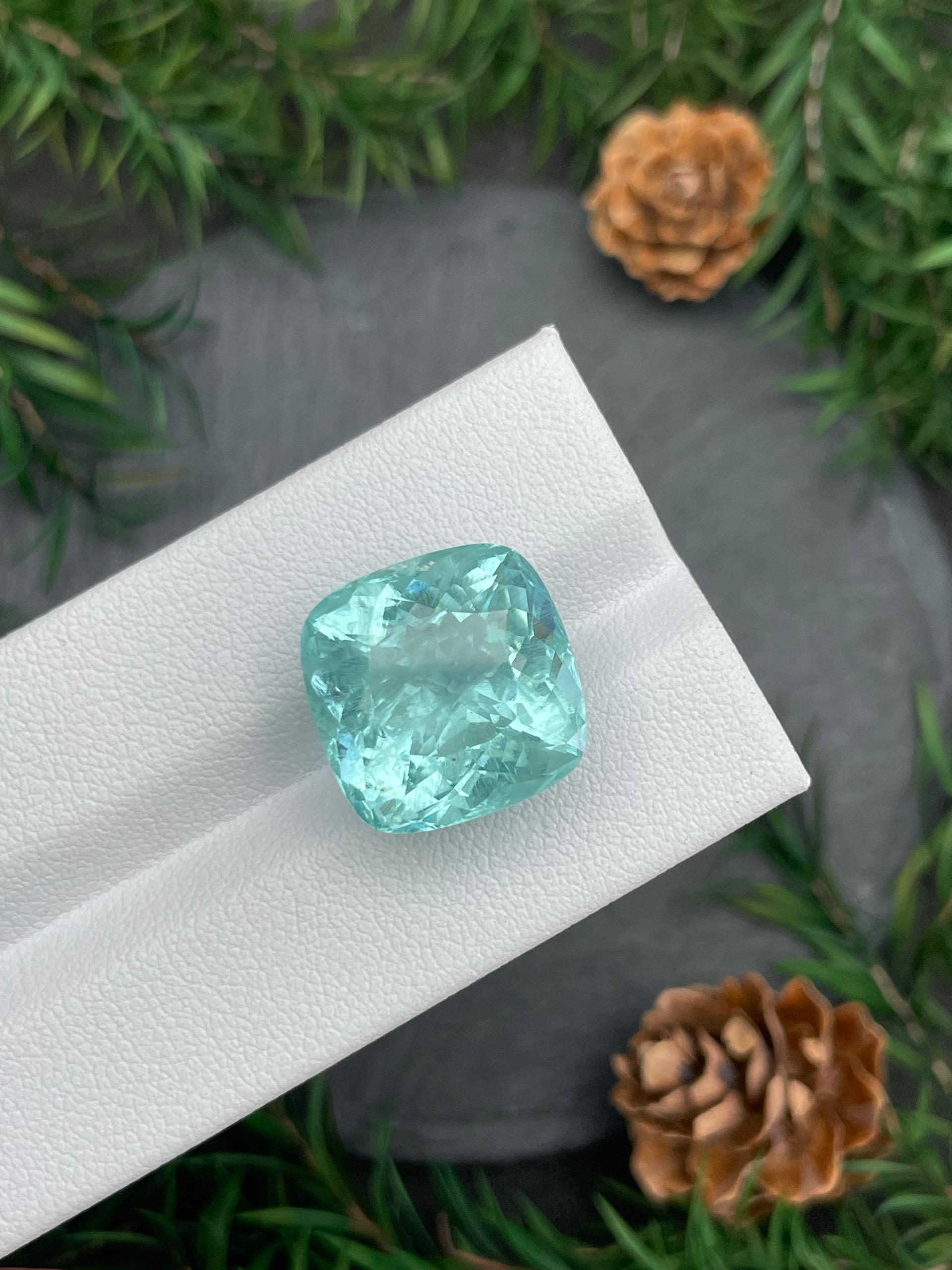 seafoam green aquamarine, 17.03ct cushion cut — view 6
