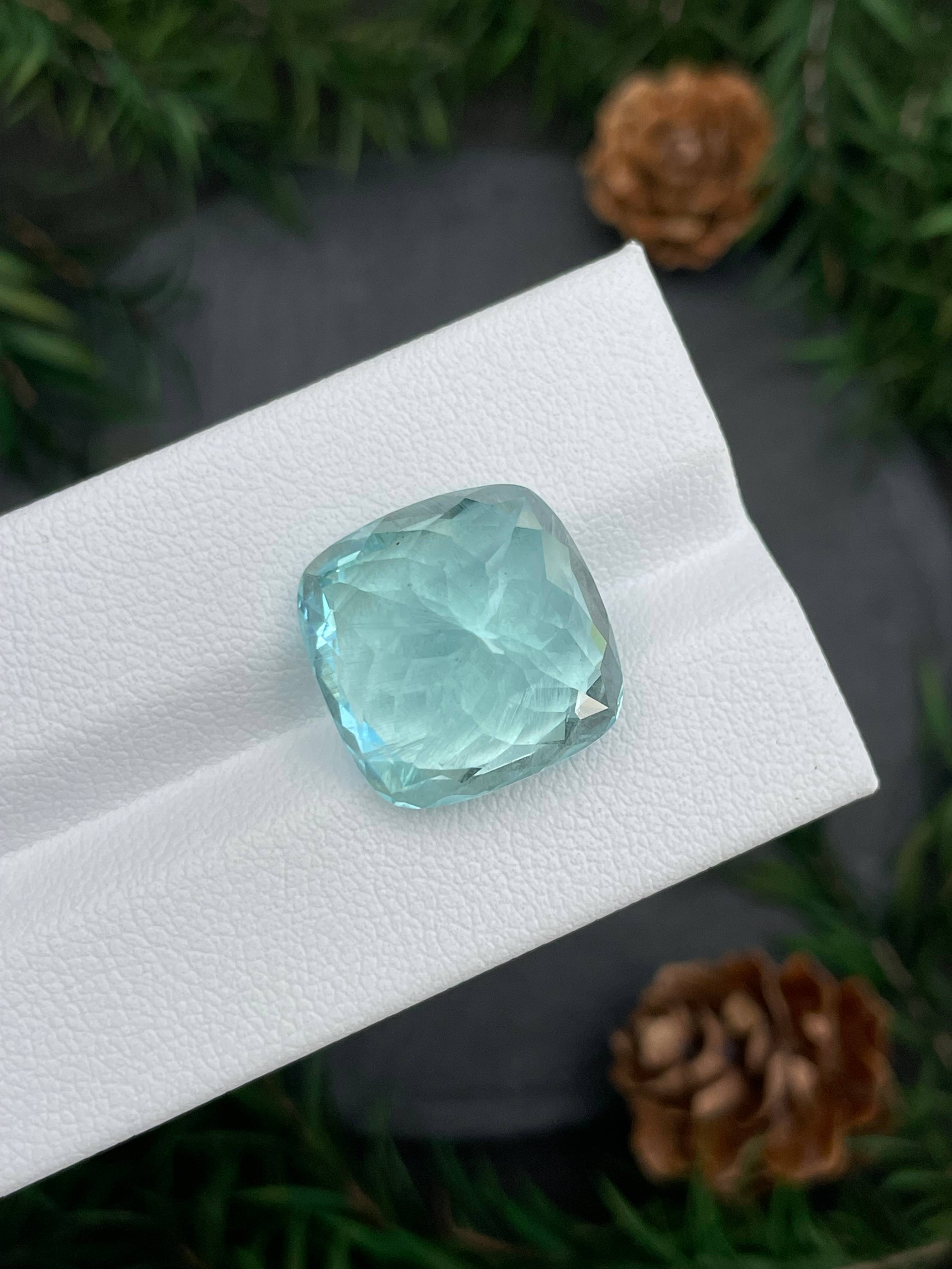 seafoam green aquamarine, 17.03ct cushion cut — view 7