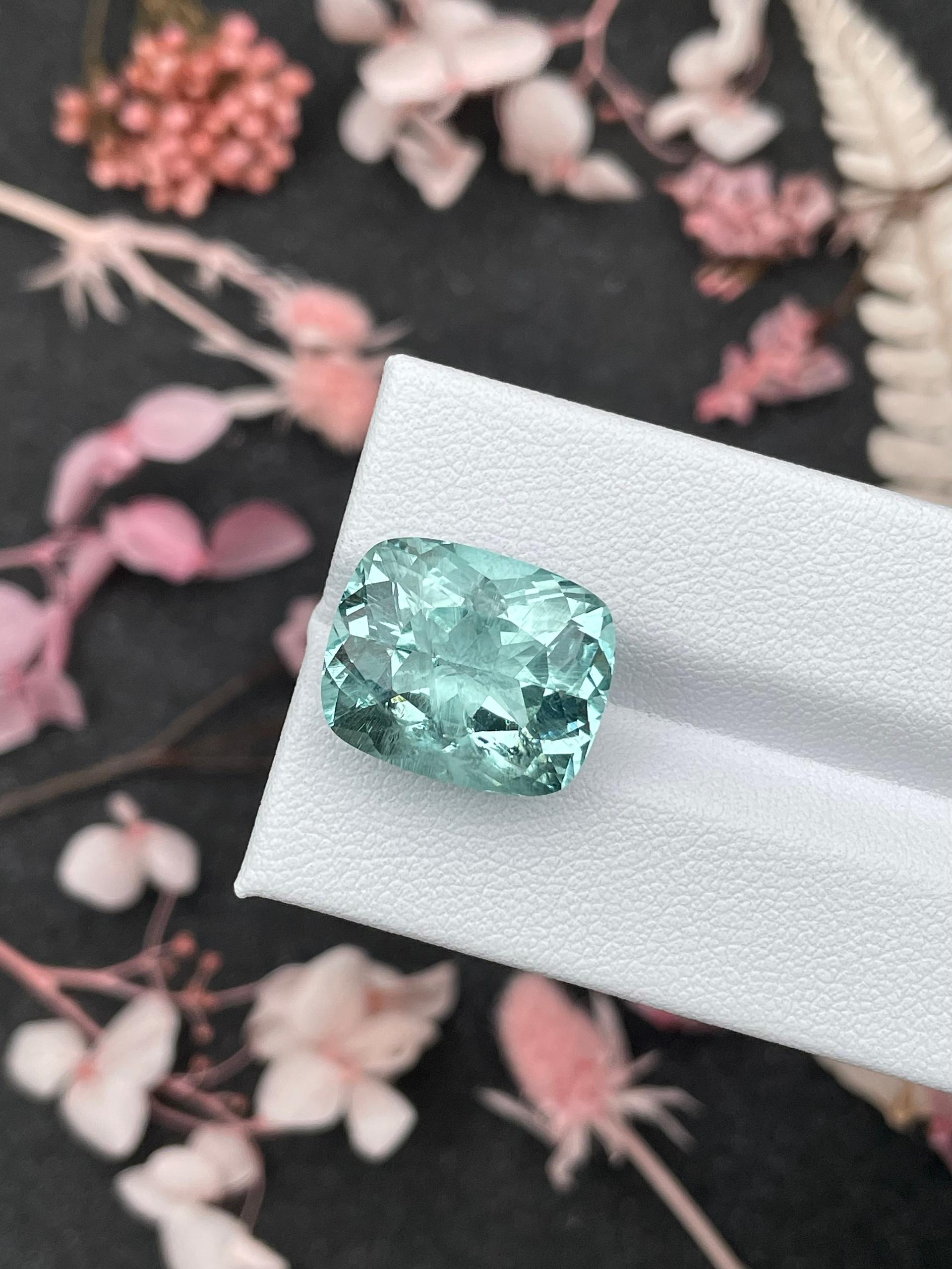 baby blue aquamarine, 12.16ct cushion cut — view 5