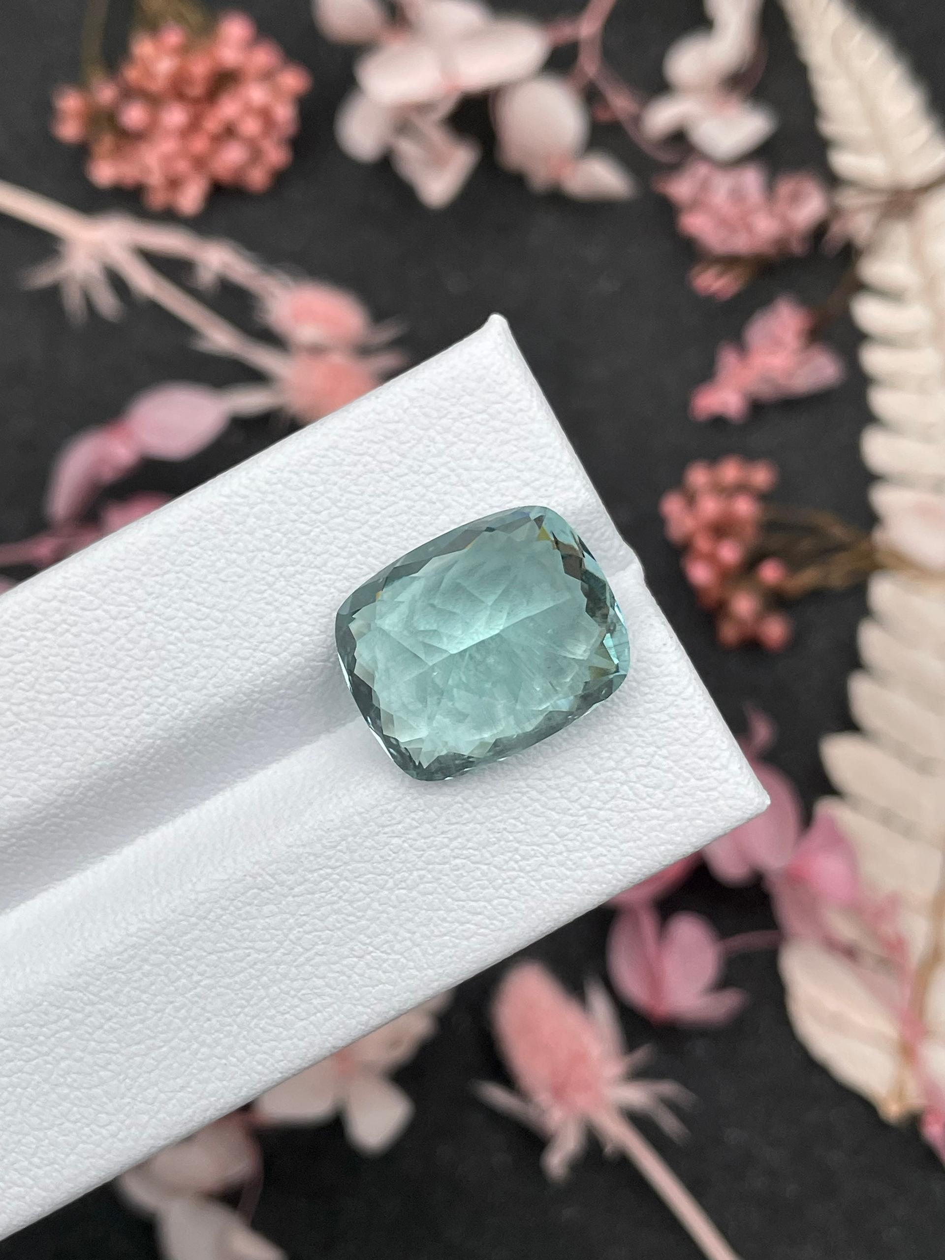 baby blue aquamarine, 12.16ct cushion cut — view 6
