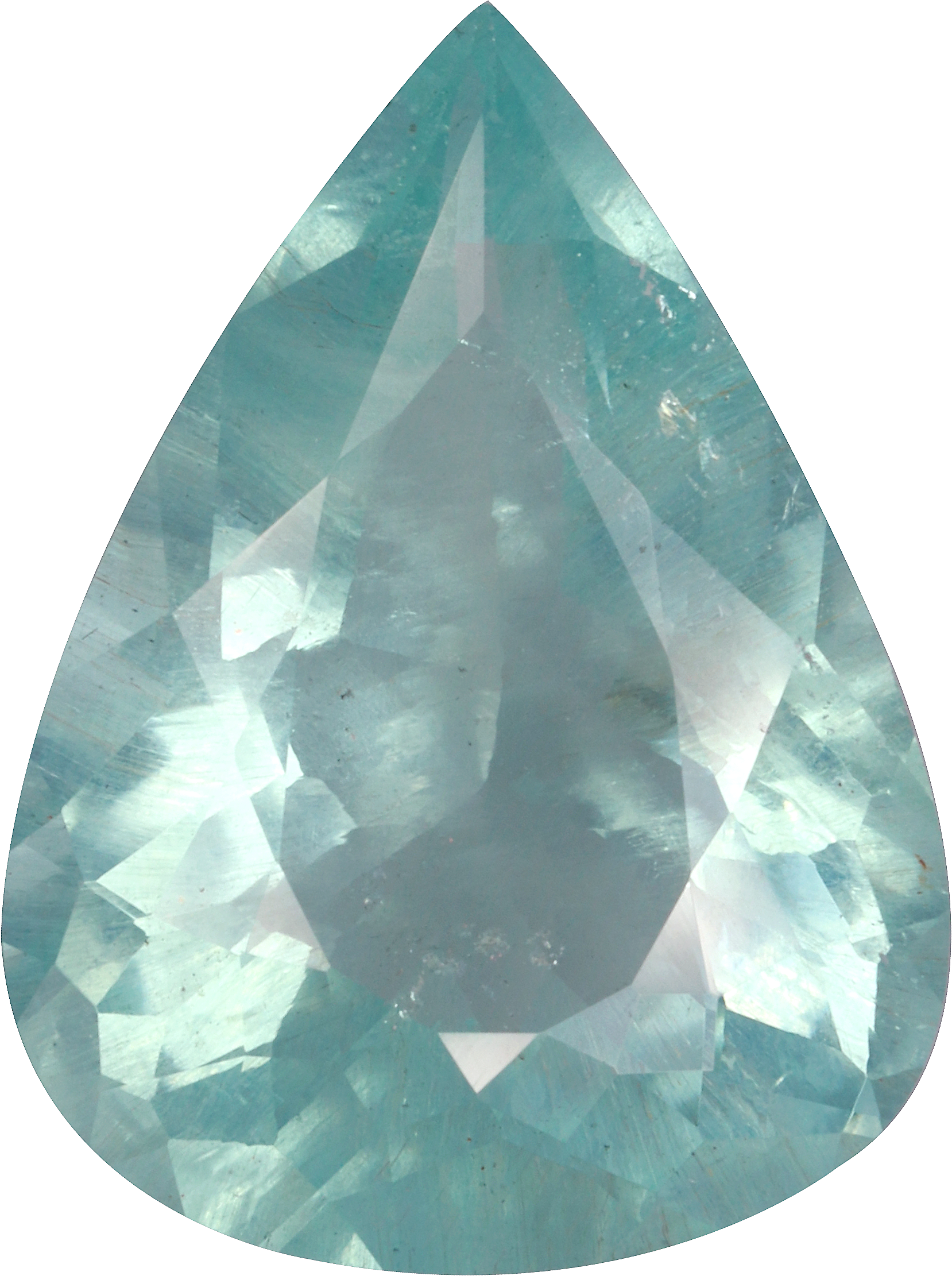 Pear cut aquamarine, 20.68 by 15.47 mm, shown at actual size