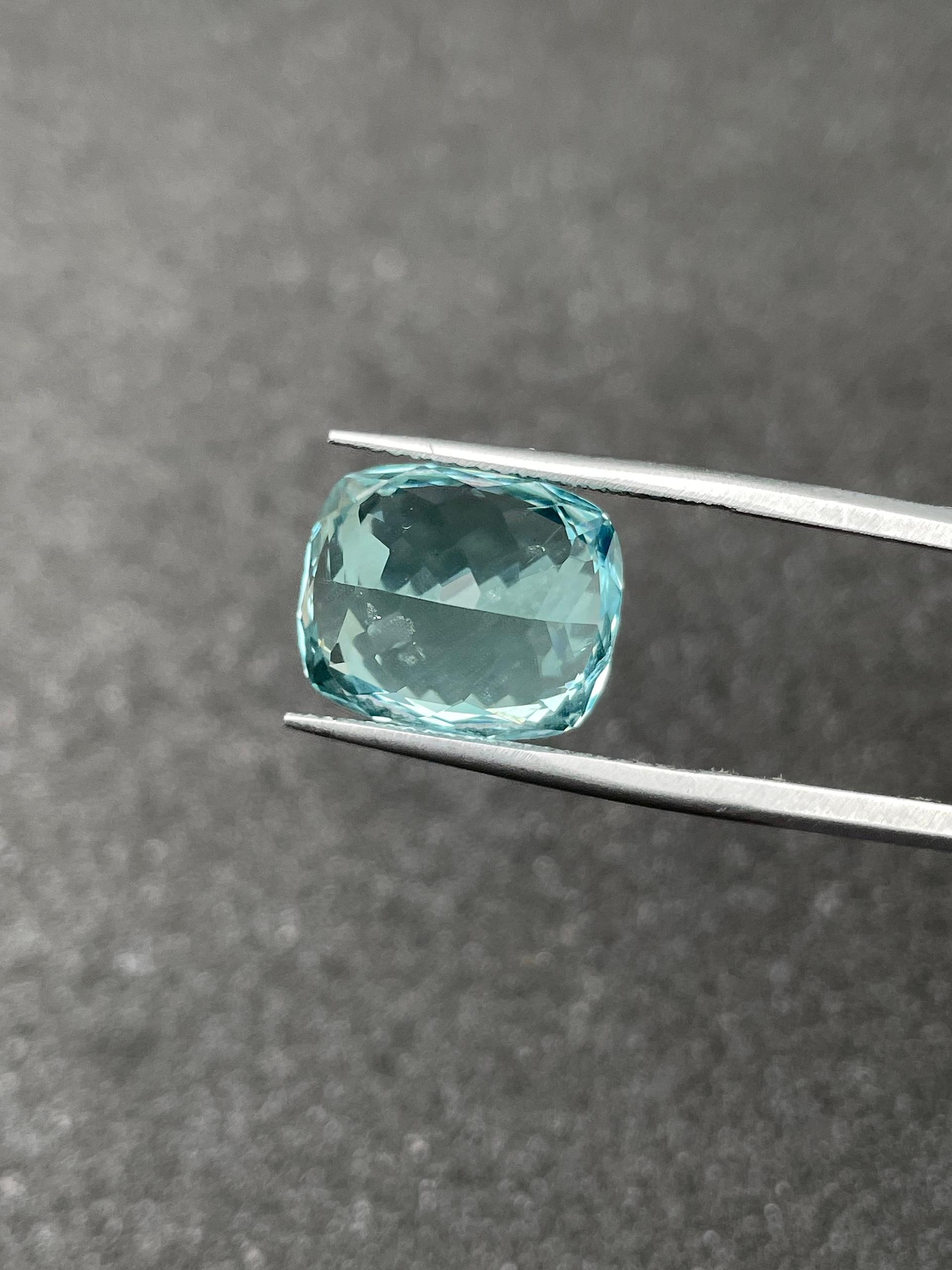 seafoam green aquamarine, 9.88ct cushion cut — view 7