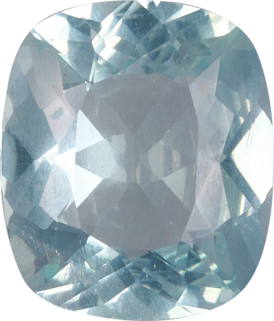 Cushion cut aquamarine, 11.75 by 9.99 mm, shown at actual size