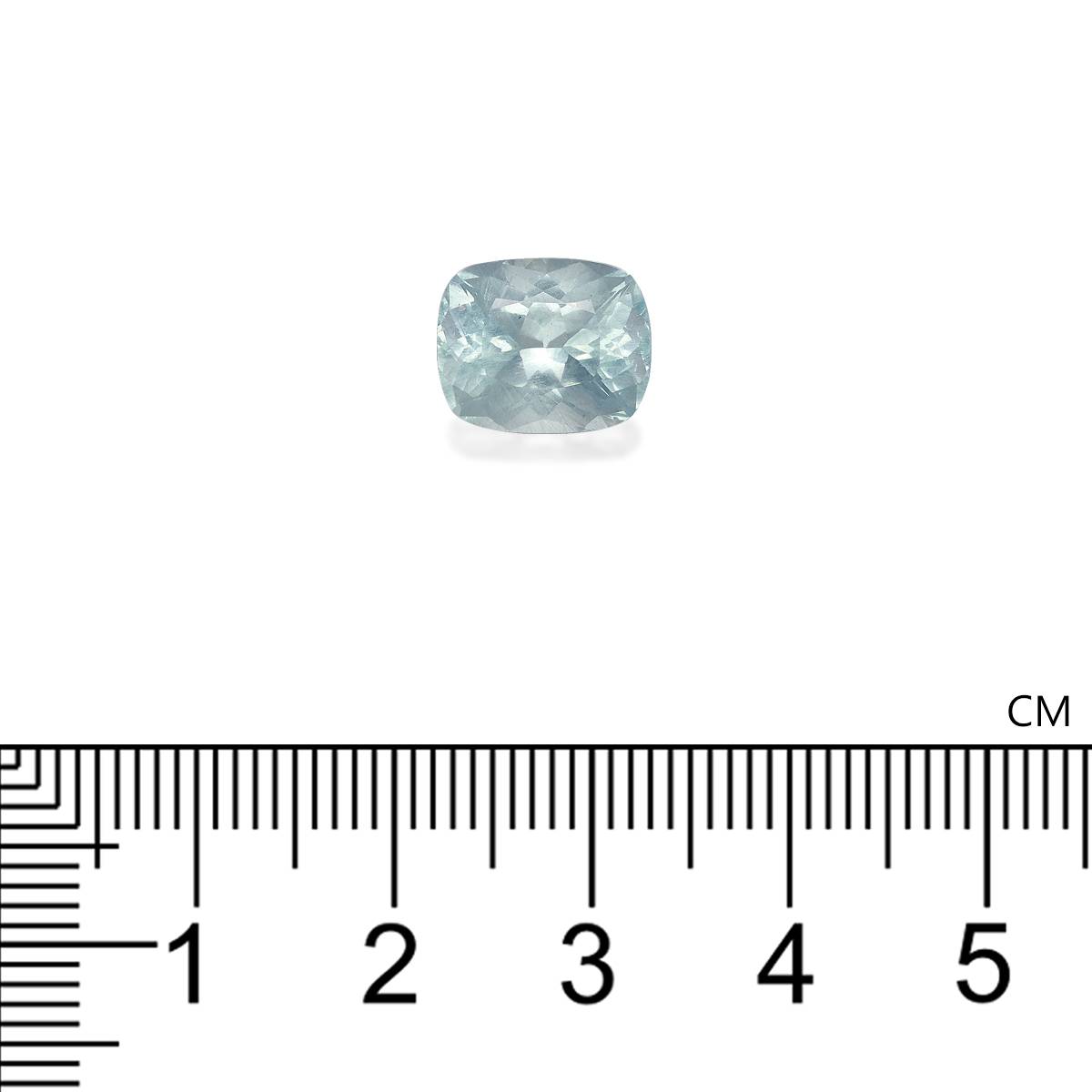 sky blue aquamarine, 4.45ct cushion cut — view 4