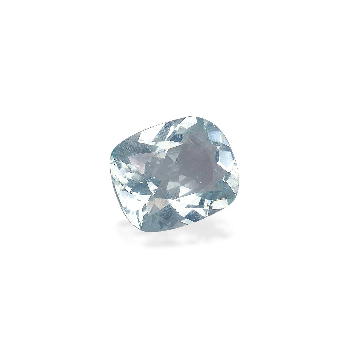 sky blue aquamarine, 3.79ct cushion cut — view 3