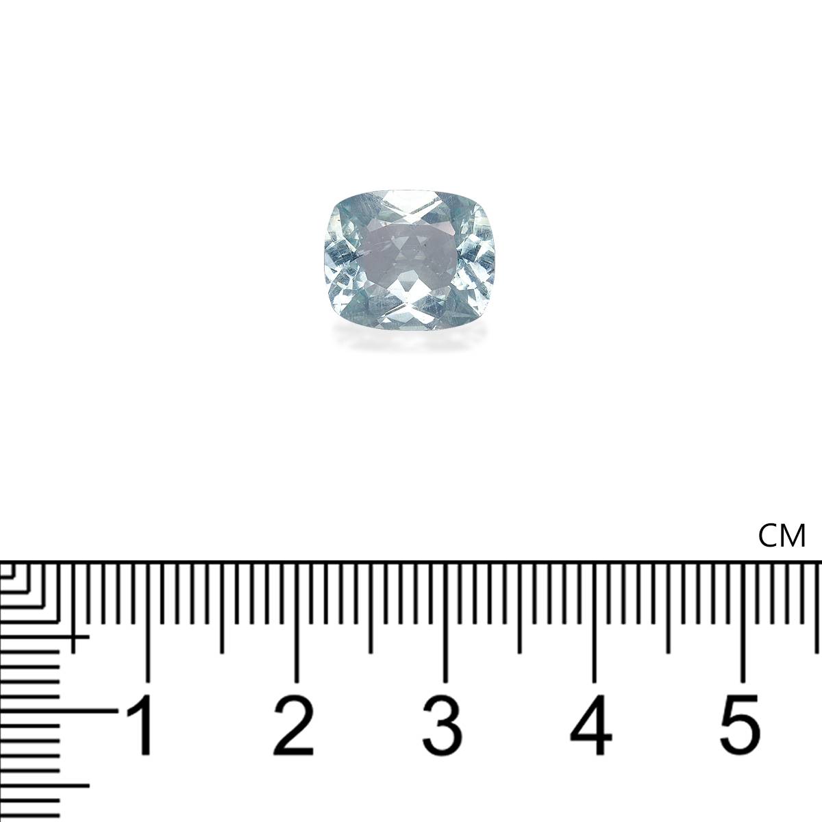 sky blue aquamarine, 3.79ct cushion cut — view 4