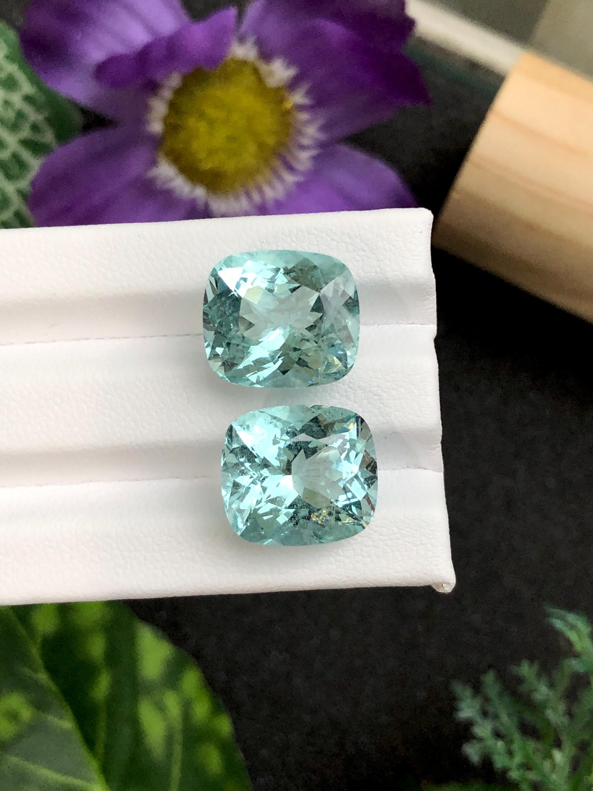 sky blue aquamarine, 16.36ct cushion cut — view 6
