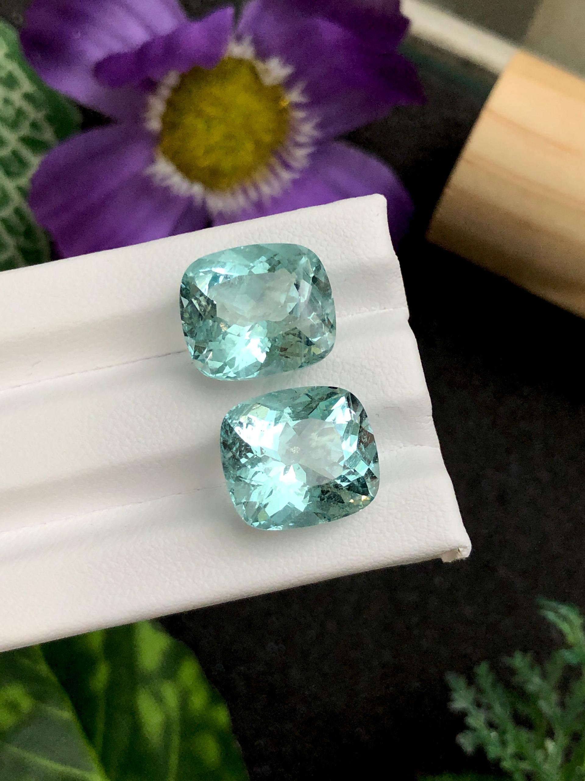 sky blue aquamarine, 16.36ct cushion cut — view 7