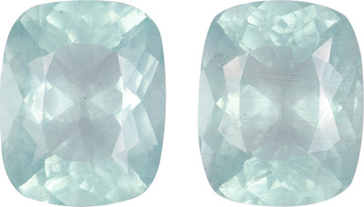 Cushion cut aquamarine, 14.17 by 11.37 mm, shown at actual size