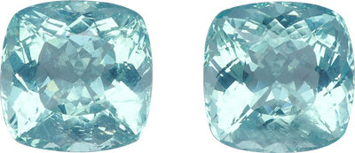 Cushion cut aquamarine, 15.99 by 15.91 mm, shown at actual size