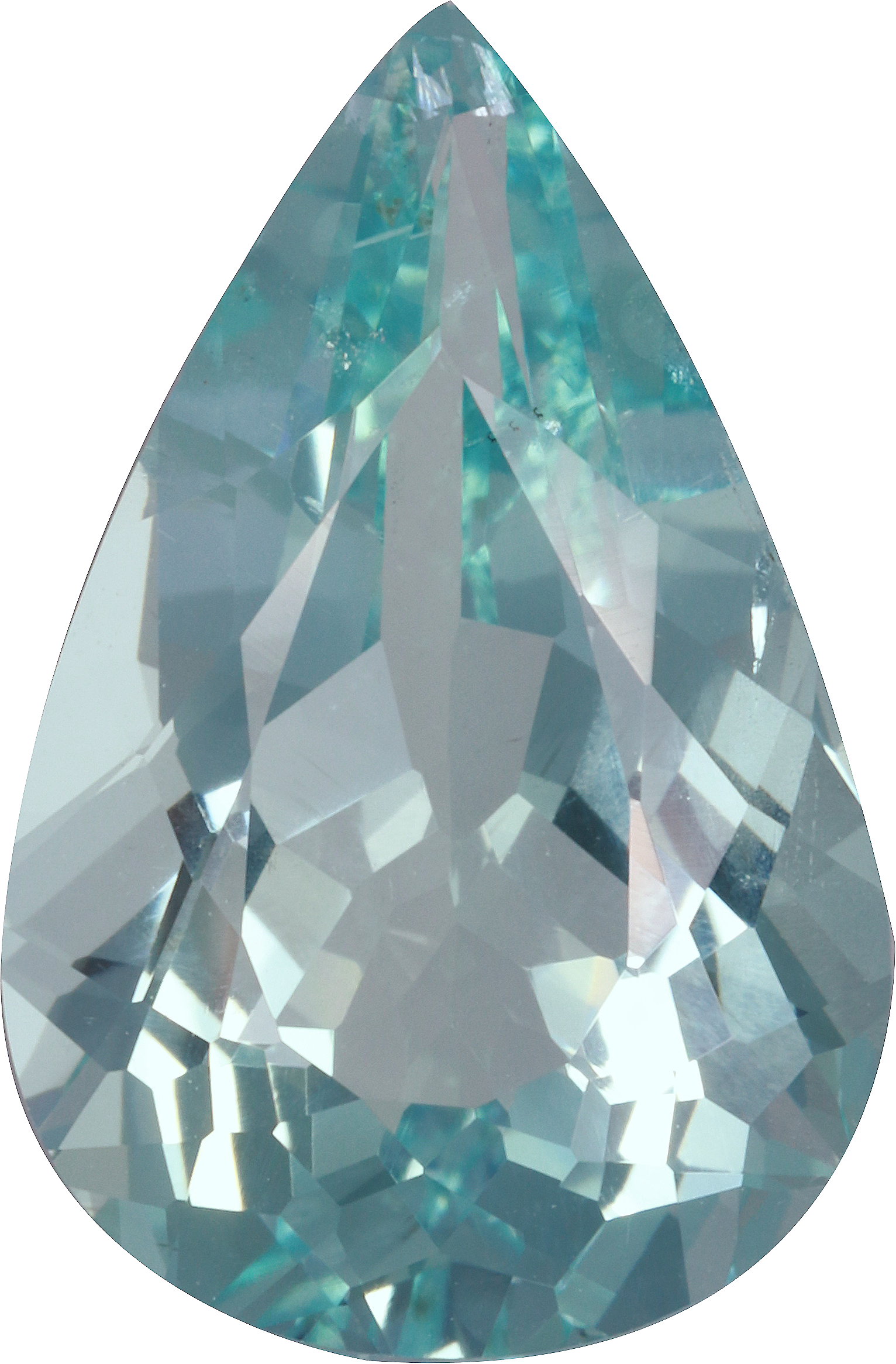 Pear cut aquamarine, 16.6 by 10.84 mm, shown at actual size