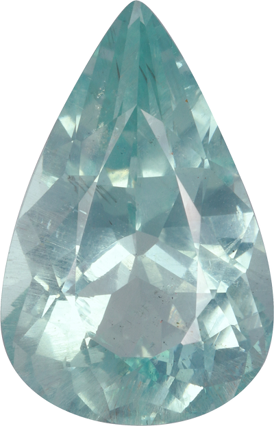Pear cut aquamarine, 16.8 by 10.82 mm, shown at actual size