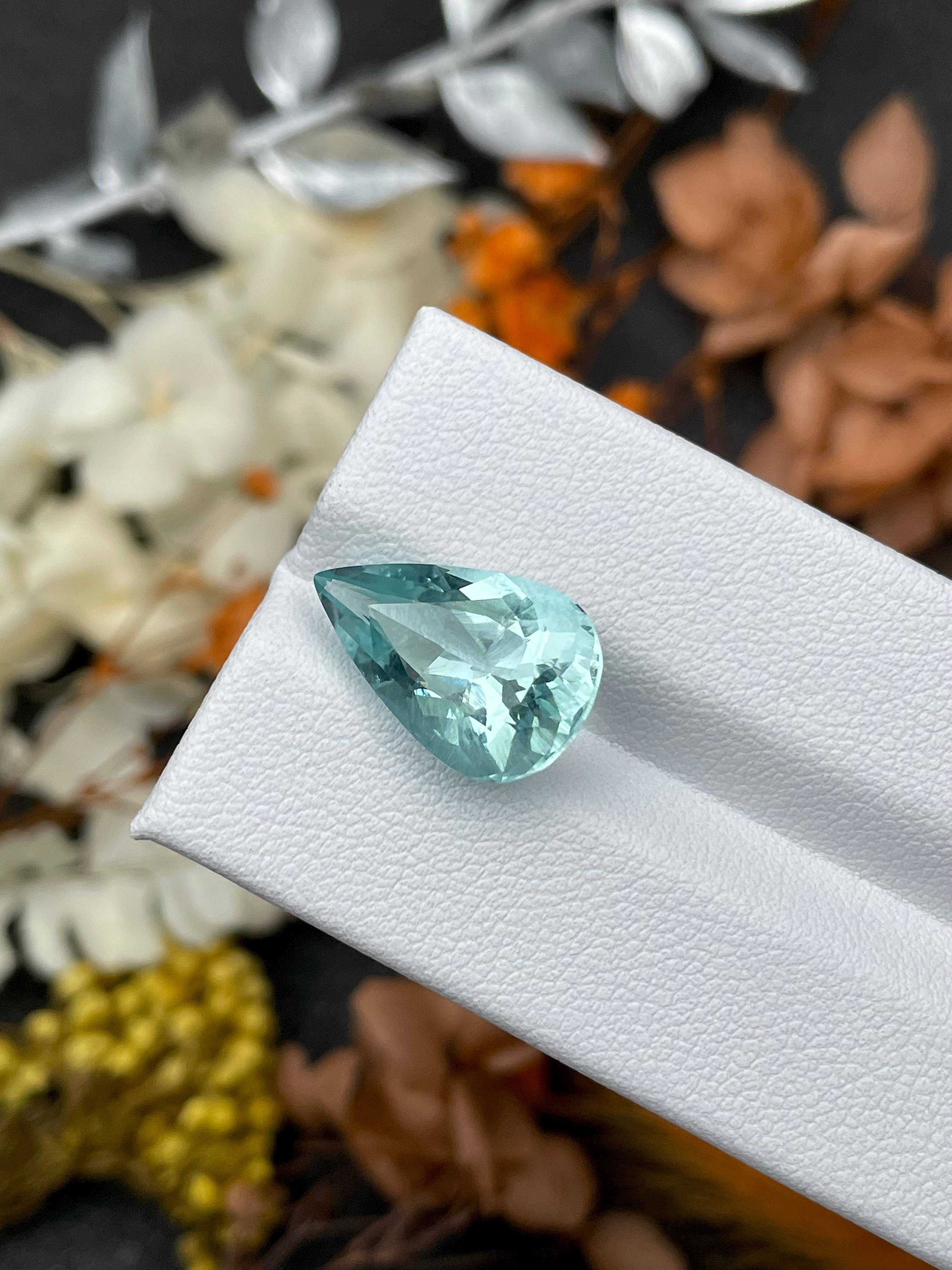 seafoam green aquamarine, 7.23ct pear cut — view 5