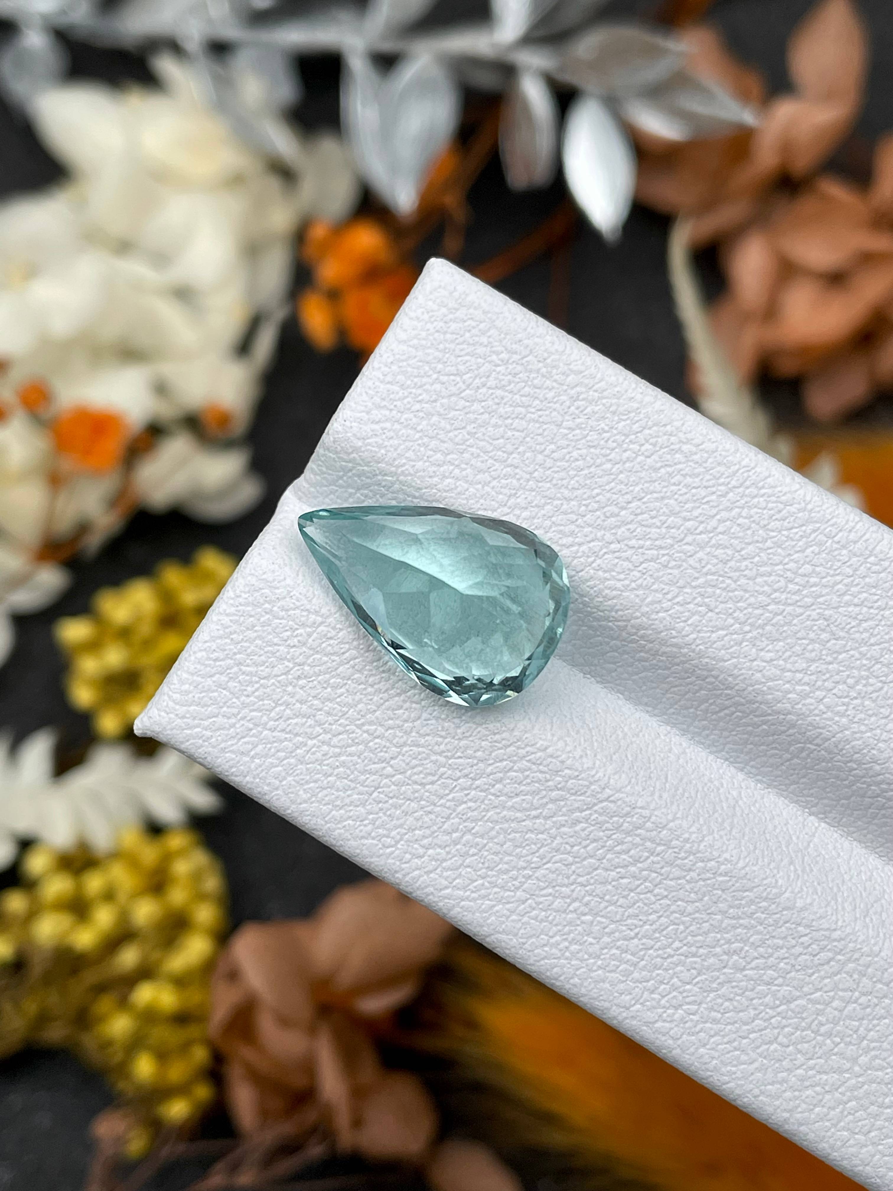 seafoam green aquamarine, 7.23ct pear cut — view 6