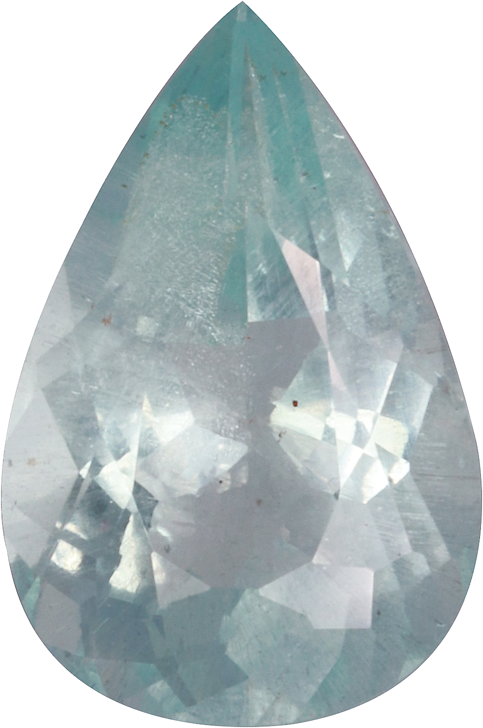 Pear cut aquamarine, 11.87 by 7.85 mm, shown at actual size