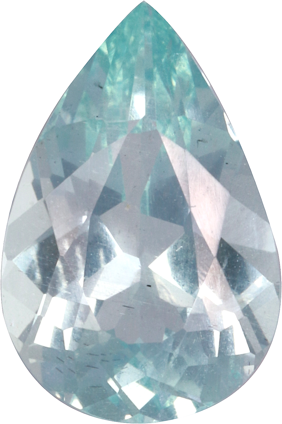 Pear cut aquamarine, 11.82 by 7.88 mm, shown at actual size