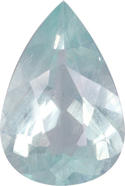 Pear cut aquamarine, 11.97 by 8.04 mm, shown at actual size