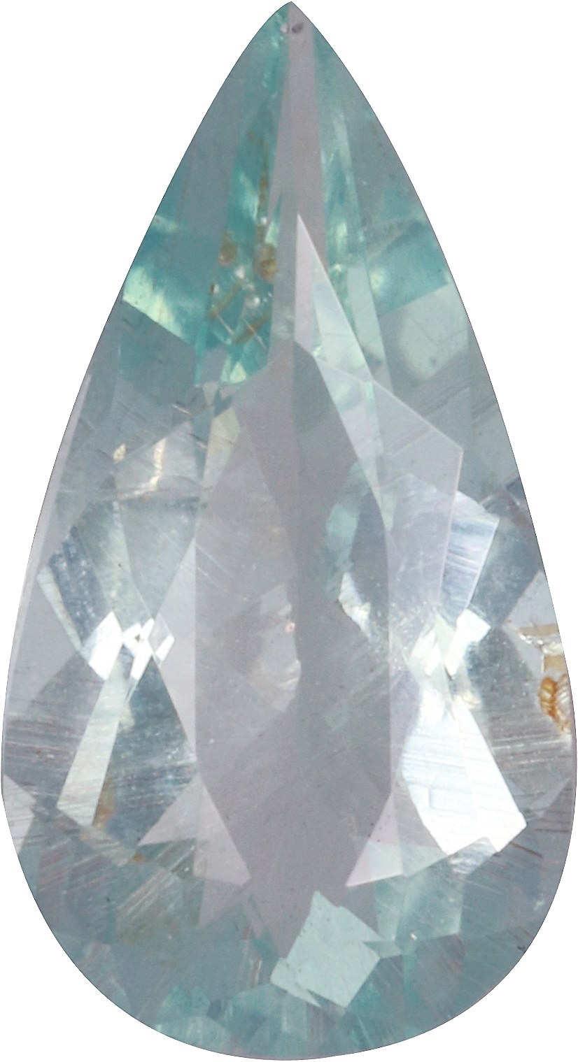 Pear cut aquamarine, 12.18 by 6.62 mm, shown at actual size