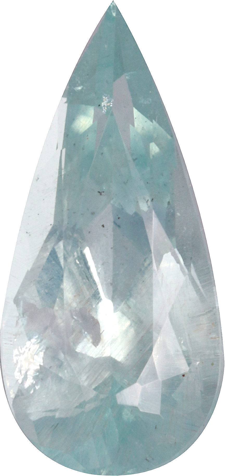 Pear cut aquamarine, 14.9 by 7 mm, shown at actual size