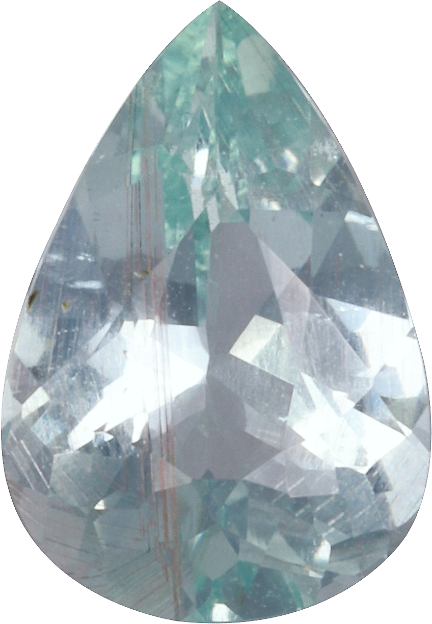 Pear cut aquamarine, 9.98 by 7.84 mm, shown at actual size