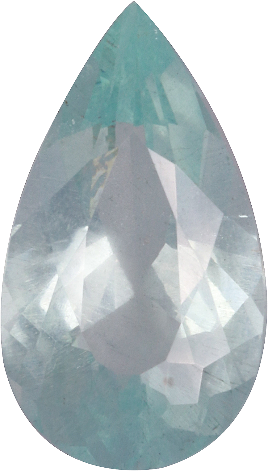 Pear cut aquamarine, 12.34 by 7.04 mm, shown at actual size