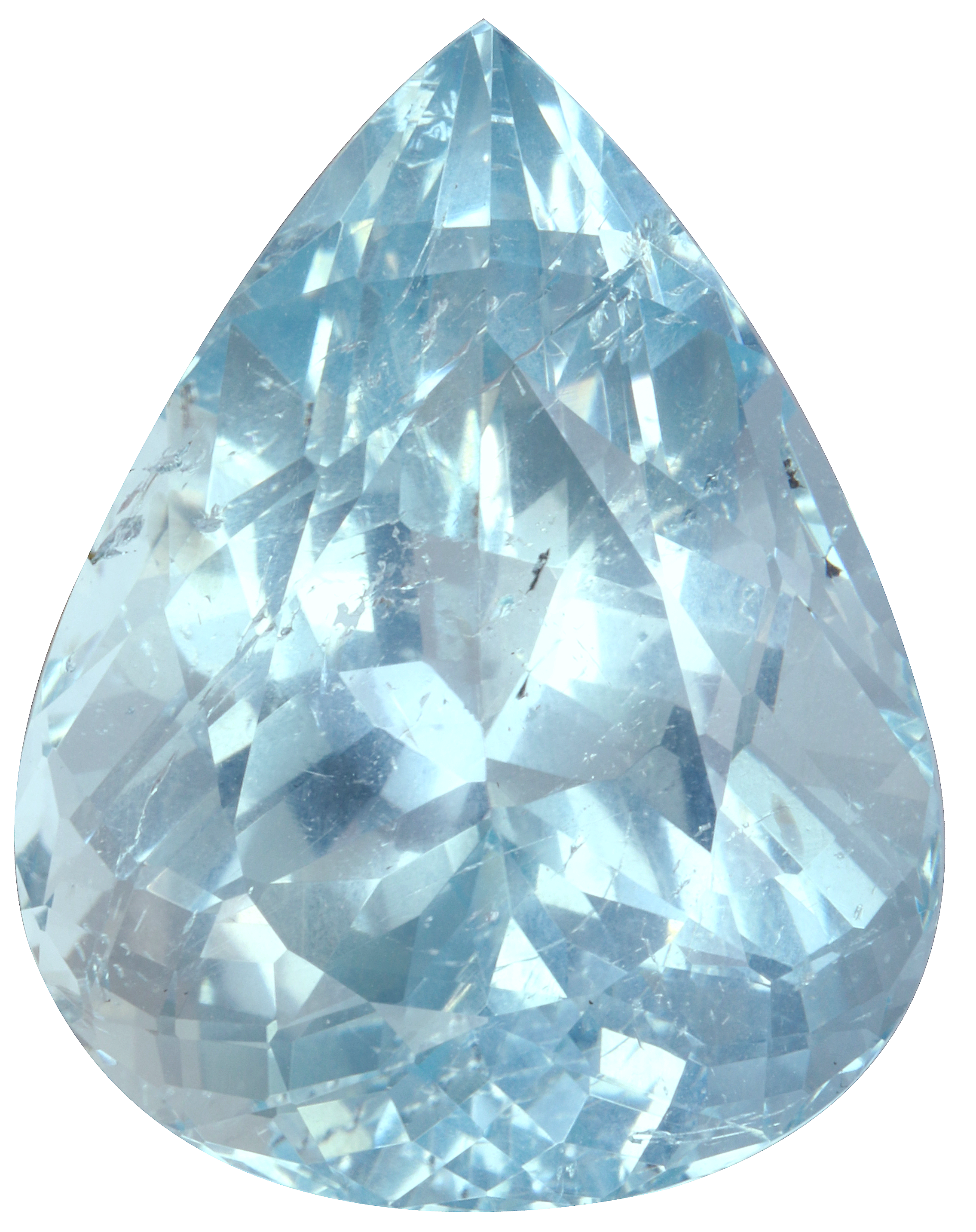 Pear cut aquamarine, 21.31 by 16.53 mm, shown at actual size
