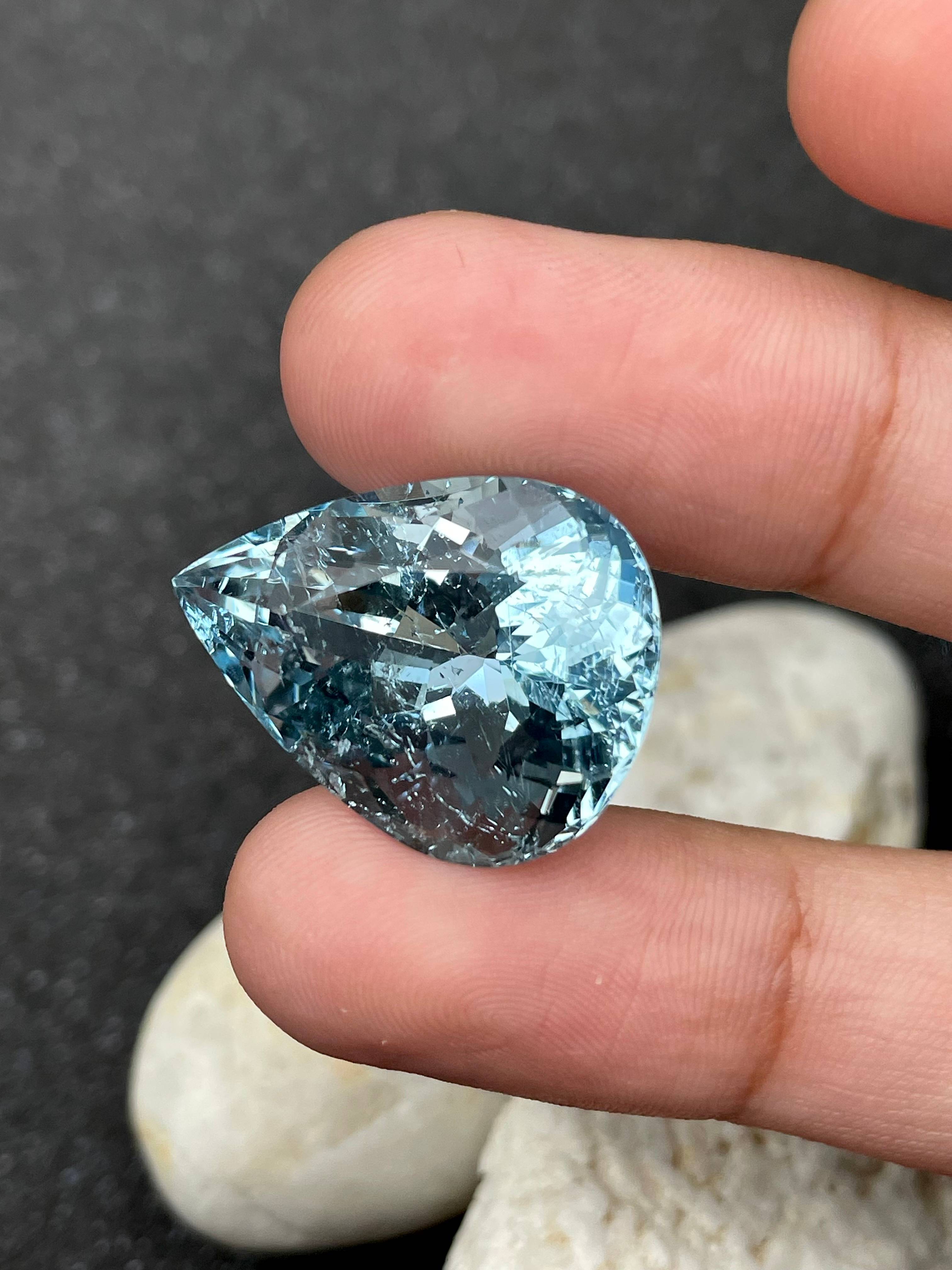 baby blue aquamarine, 20.53ct pear cut — view 5
