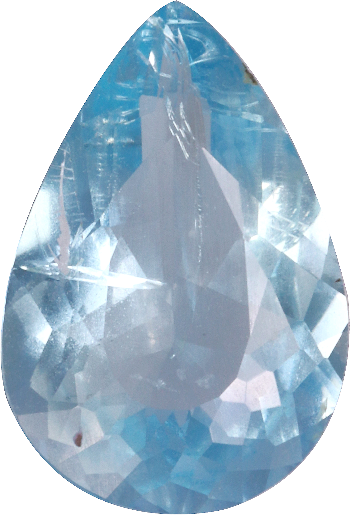 Pear cut aquamarine, 11.83 by 8.01 mm, shown at actual size