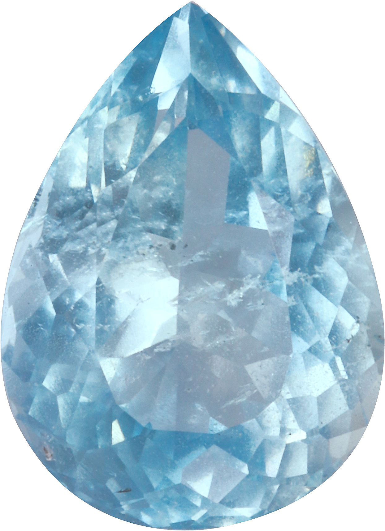 Pear cut aquamarine, 12.05 by 8.77 mm, shown at actual size