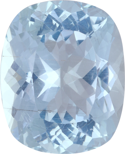 Cushion cut aquamarine, 16.2 by 13.02 mm, shown at actual size
