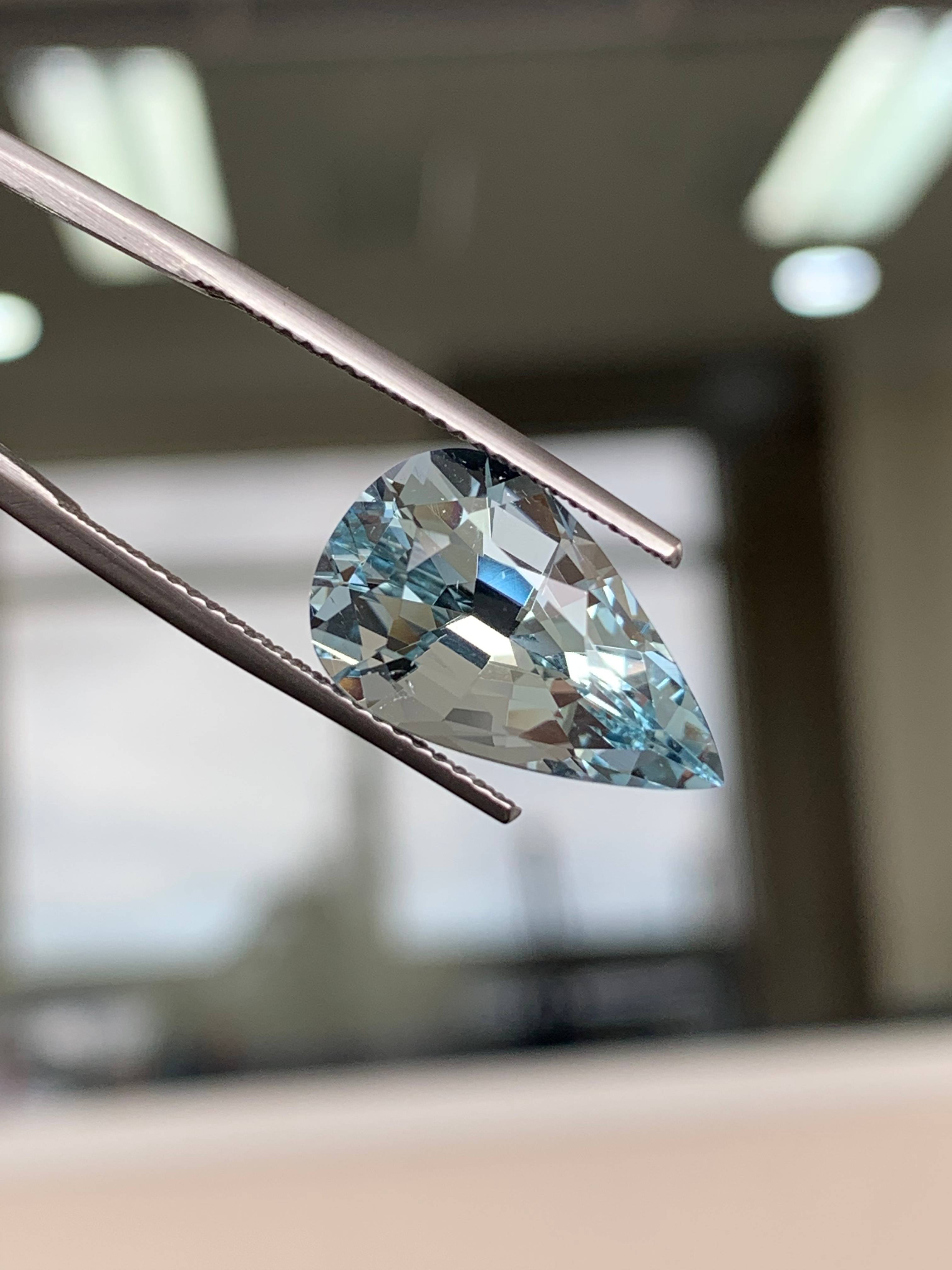 baby blue aquamarine, 6.72ct pear cut — view 5
