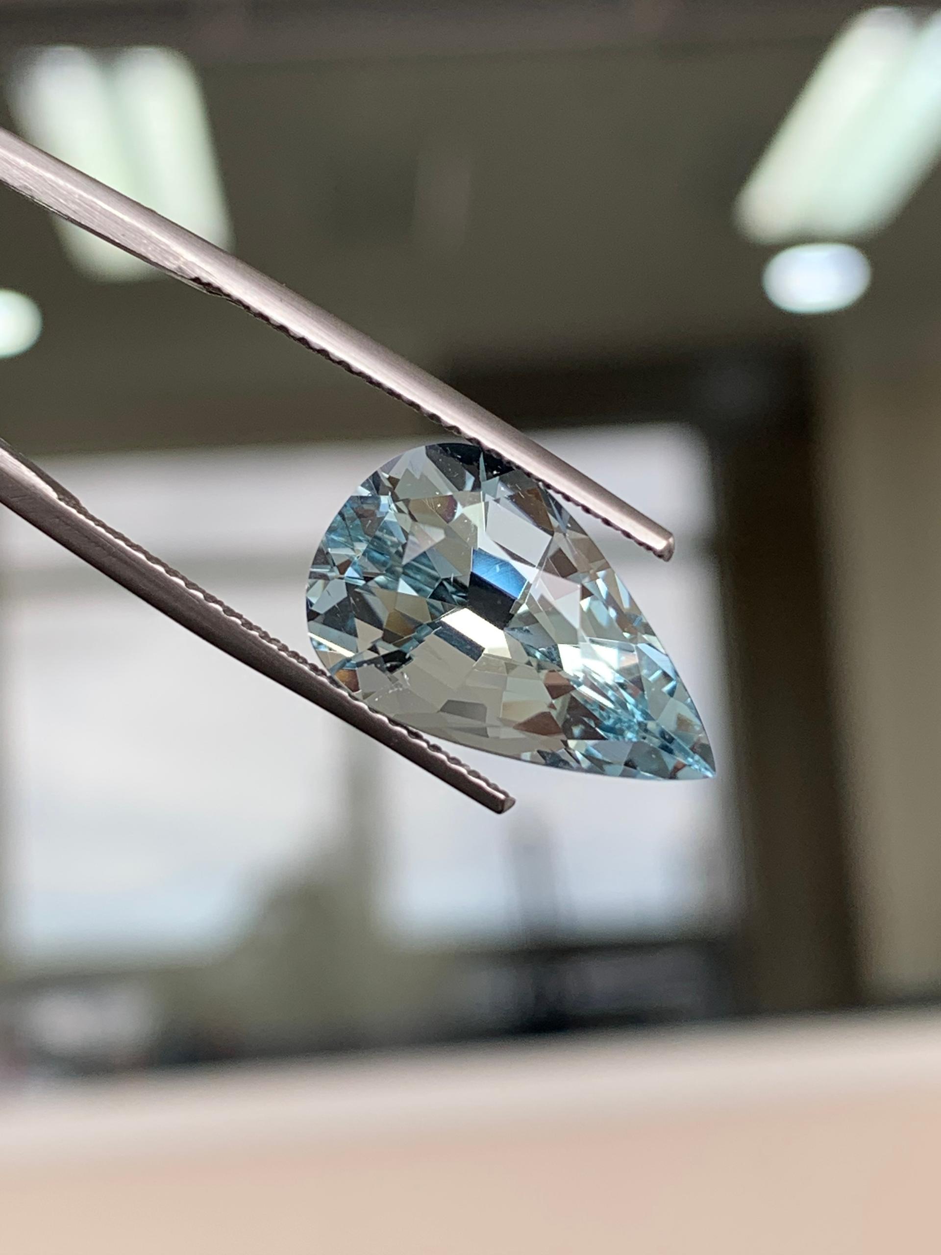 baby blue aquamarine, 6.72ct pear cut — view 5
