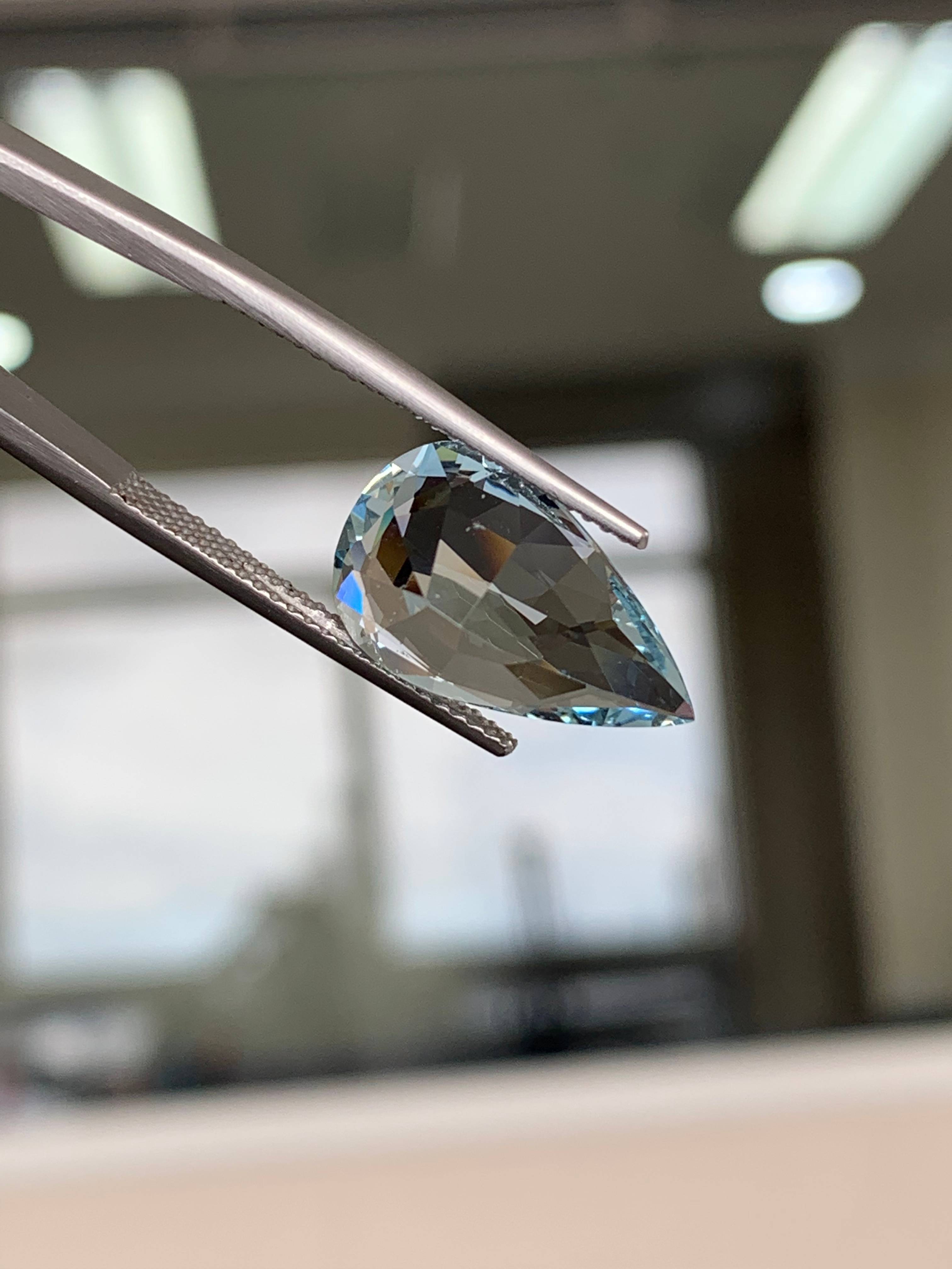 baby blue aquamarine, 6.72ct pear cut — view 7