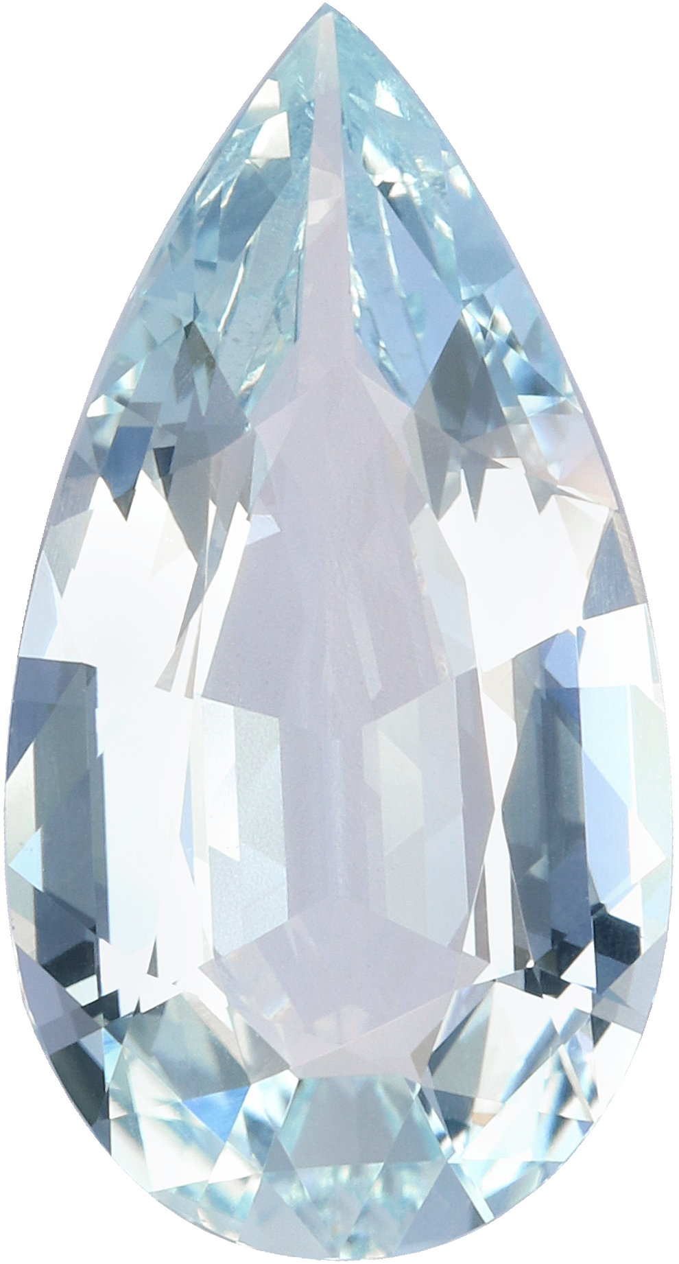 Pear cut aquamarine, 20.27 by 10.81 mm, shown at actual size