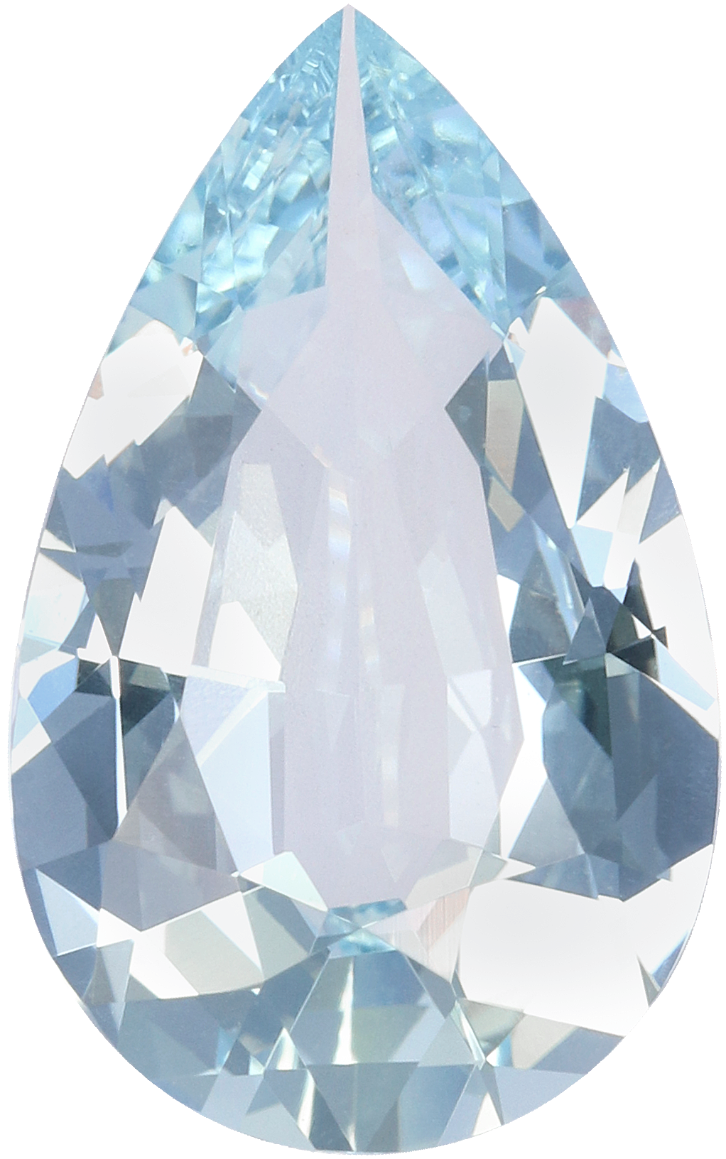 Pear cut aquamarine, 16.05 by 9.9 mm, shown at actual size
