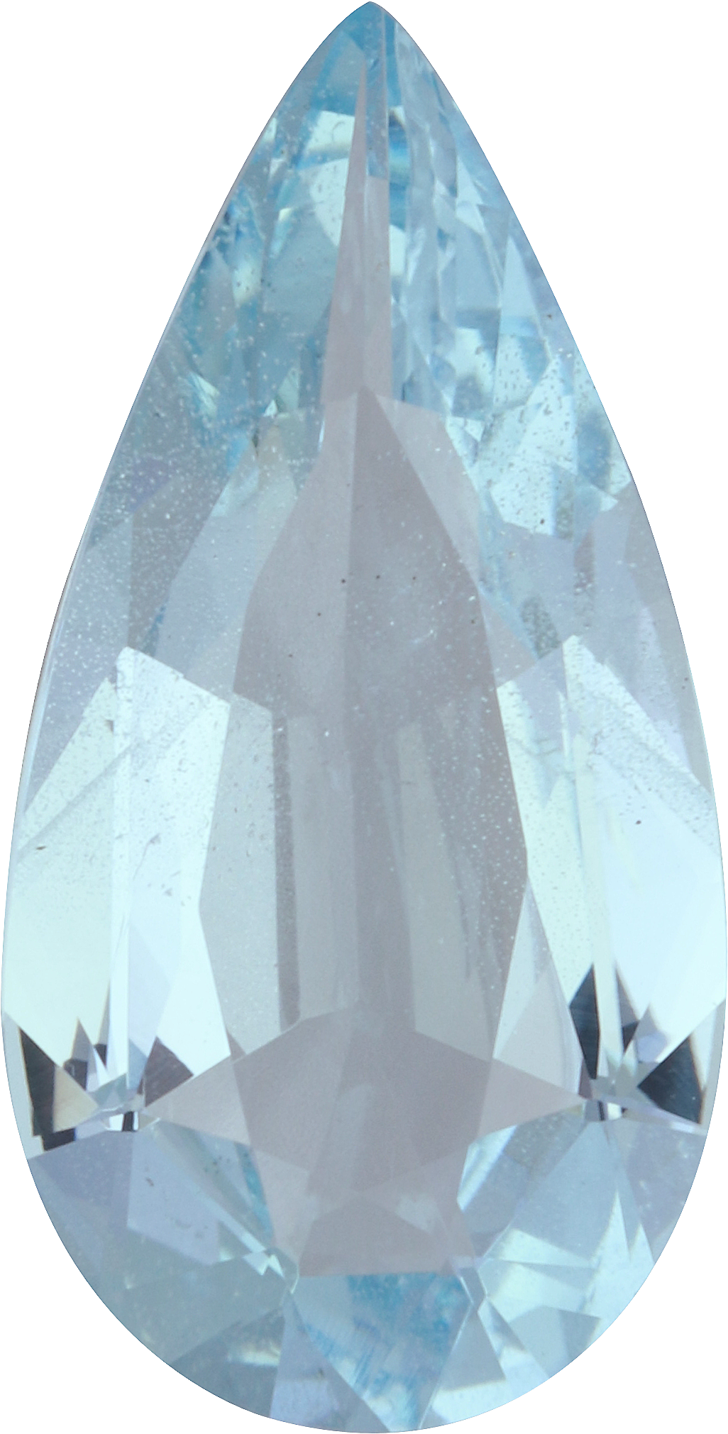 Pear cut aquamarine, 16.51 by 8.39 mm, shown at actual size