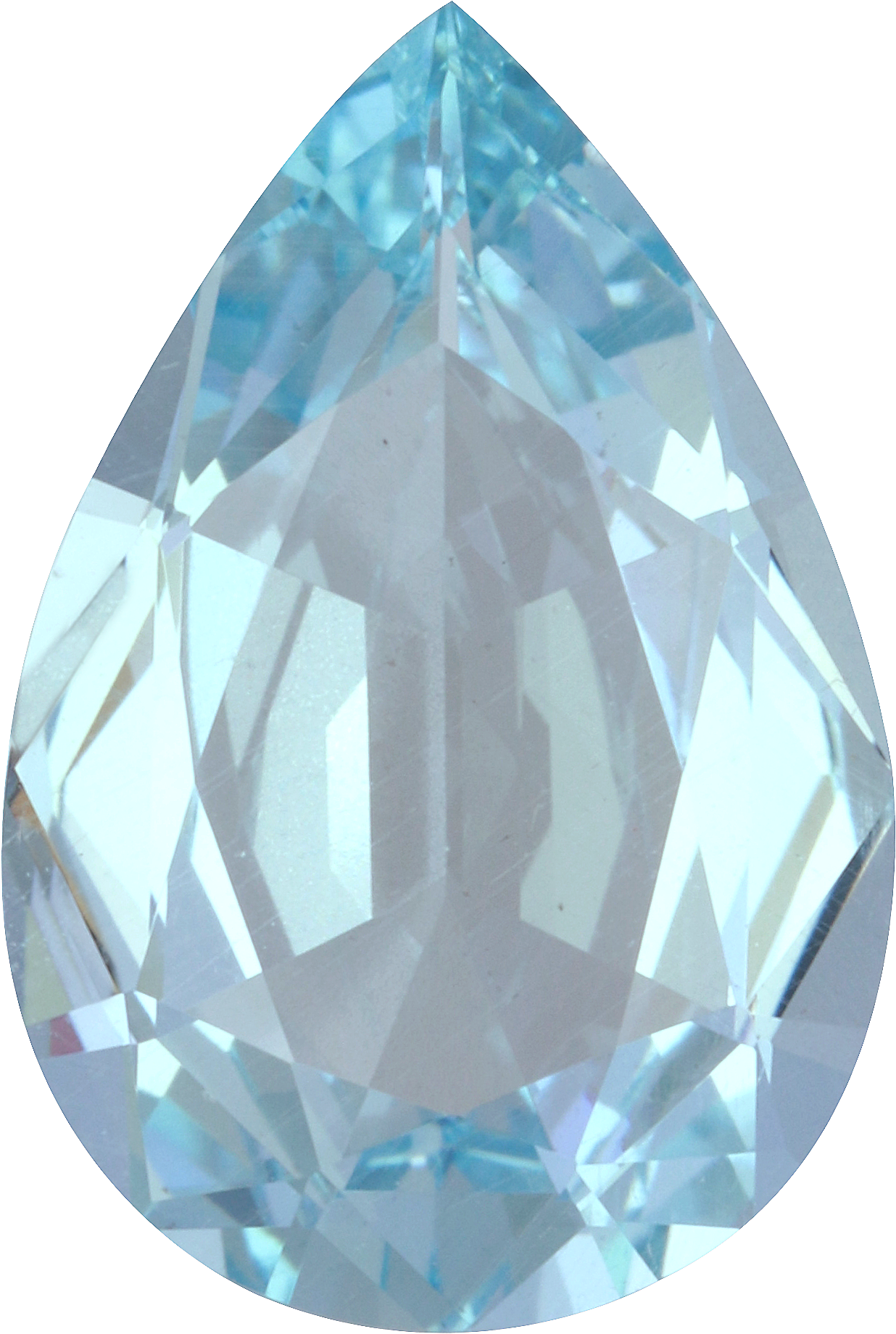 Pear cut aquamarine, 14.96 by 10.09 mm, shown at actual size