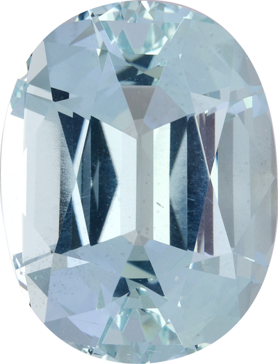 Oval cut aquamarine, 22.6 by 17.18 mm, shown at actual size