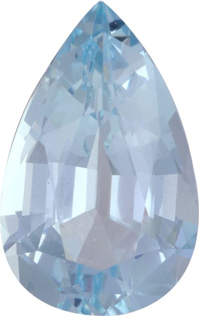 Pear cut aquamarine, 22.64 by 13.98 mm, shown at actual size