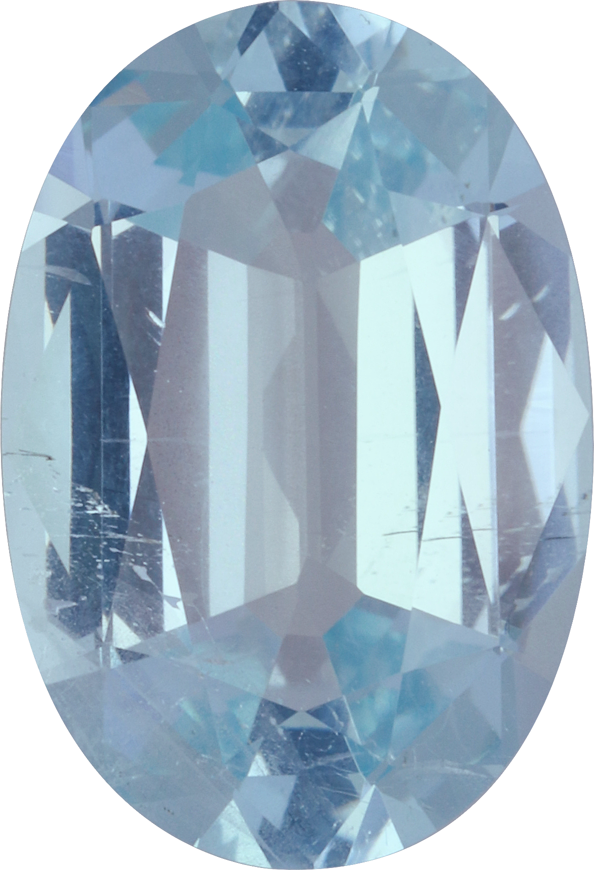 Oval cut aquamarine, 14.09 by 9.59 mm, shown at actual size