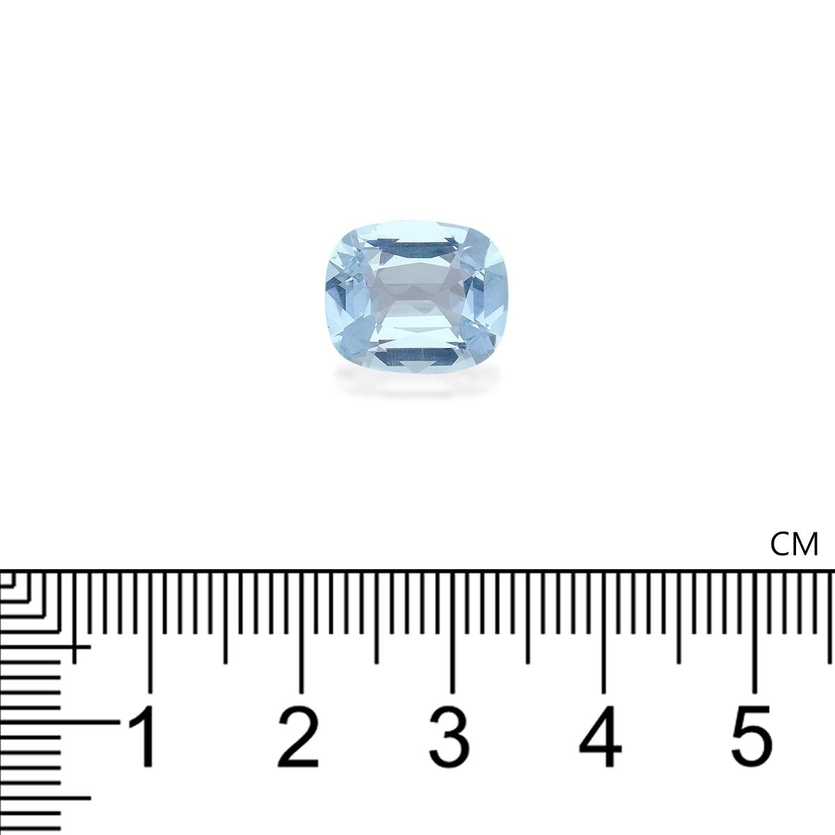 sky blue aquamarine, 4.14ct cushion cut — view 4